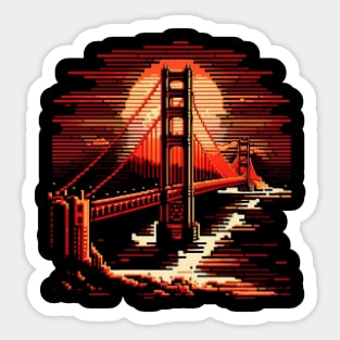 Golden Gate Bridge Pixel Art Sticker